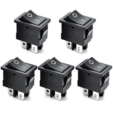 5pcs Snap-in DPST Rocker Switch Toggle Power ON-Off Switch 4 Pin AC 250V 6A 1... picture