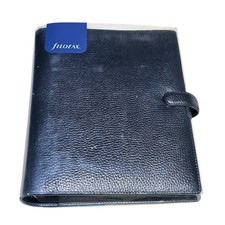 Filofax Finsbury A5 Organizer Black Textured Genuine Leather Planner New Unused picture