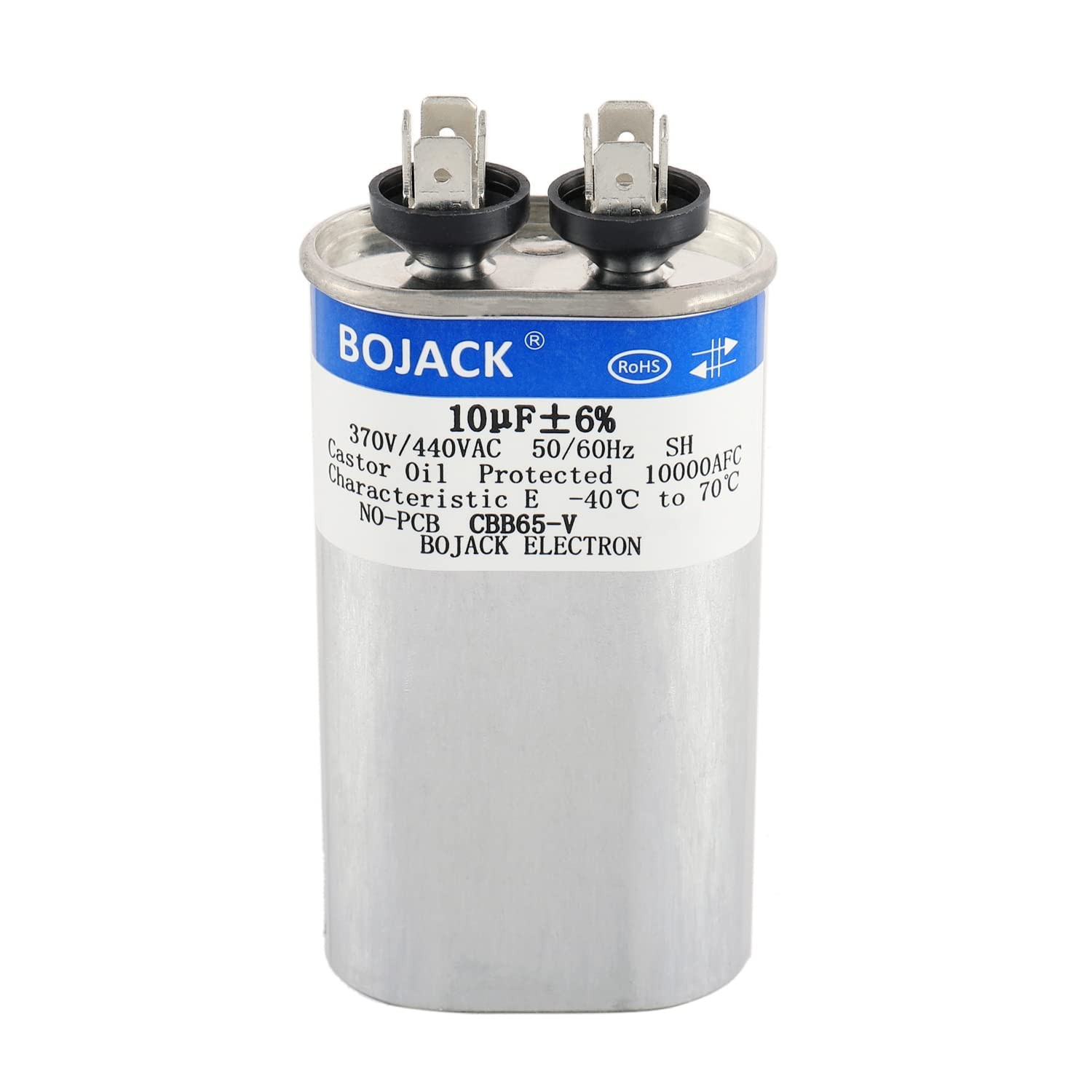 BOJACK 10 Uf ±6% 10 MFD 370V/440V CBB65 Oval Run Start Capacitor BOJACK 10 Uf ±6% 10 MFD 370V/440V CBB65 Oval Run Start Capacitor