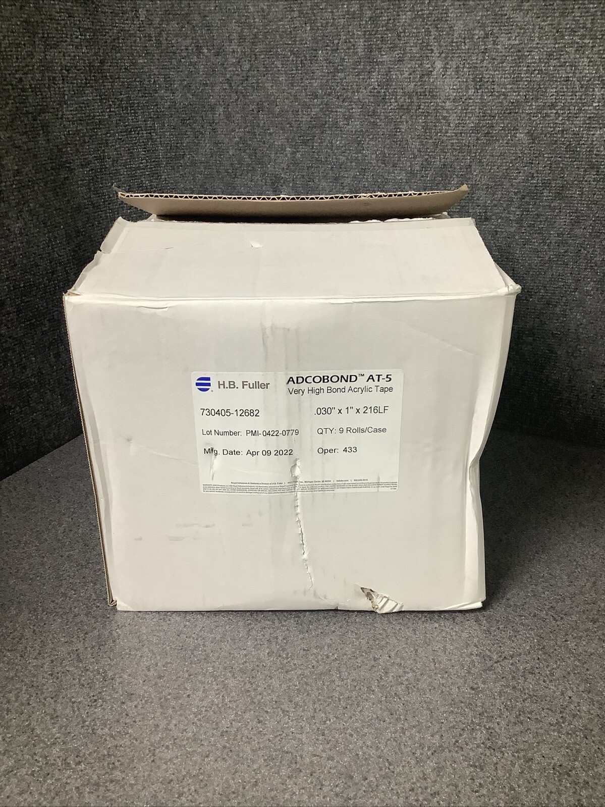 H.B. Fuller Adcobond AT-5 Very High Bond Acrylic Tape .030” x 1” x 216LF 9 Rolls H.B. Fuller Adcobond AT-5 Very High Bond Acrylic Tape .030” x 1” x 216LF 9 Rolls