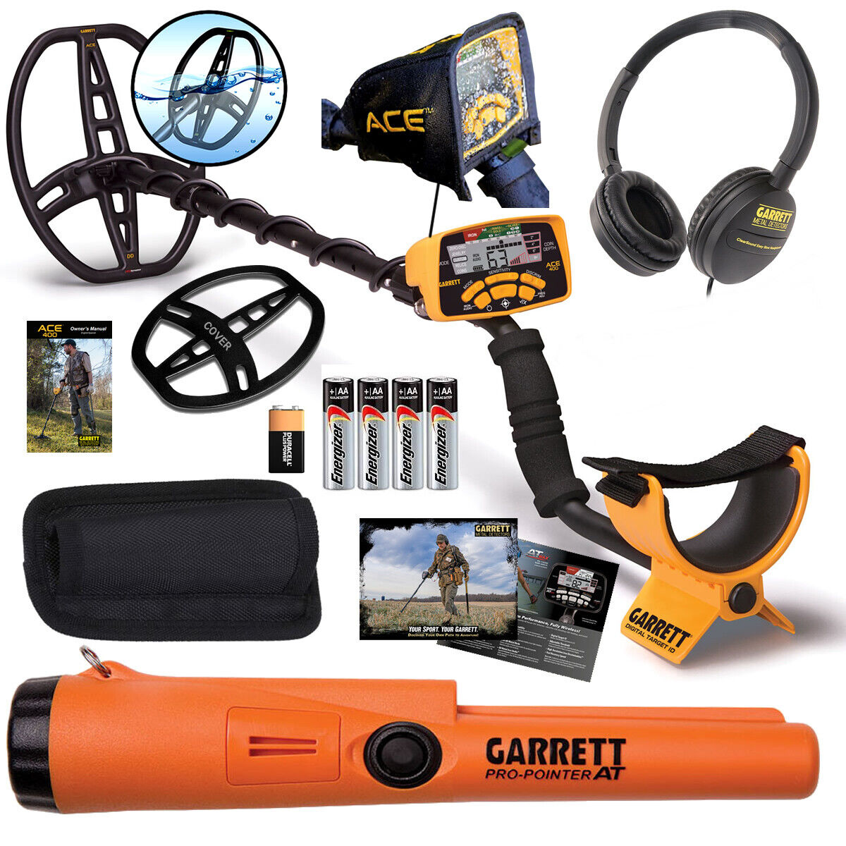 Garrett ACE 400 Metal Detector with Pro-Pointer AT Waterproof Pinpointer & more