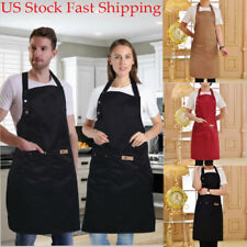 Men Women Adjustable Bib Apron with Two Pockets Waterproof Kitchen Cooking Apron picture