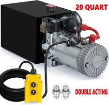 20 Quart Double Acting Hydraulic Pump Dump Trailer DC 12V Power Unit Pack 2GPM picture