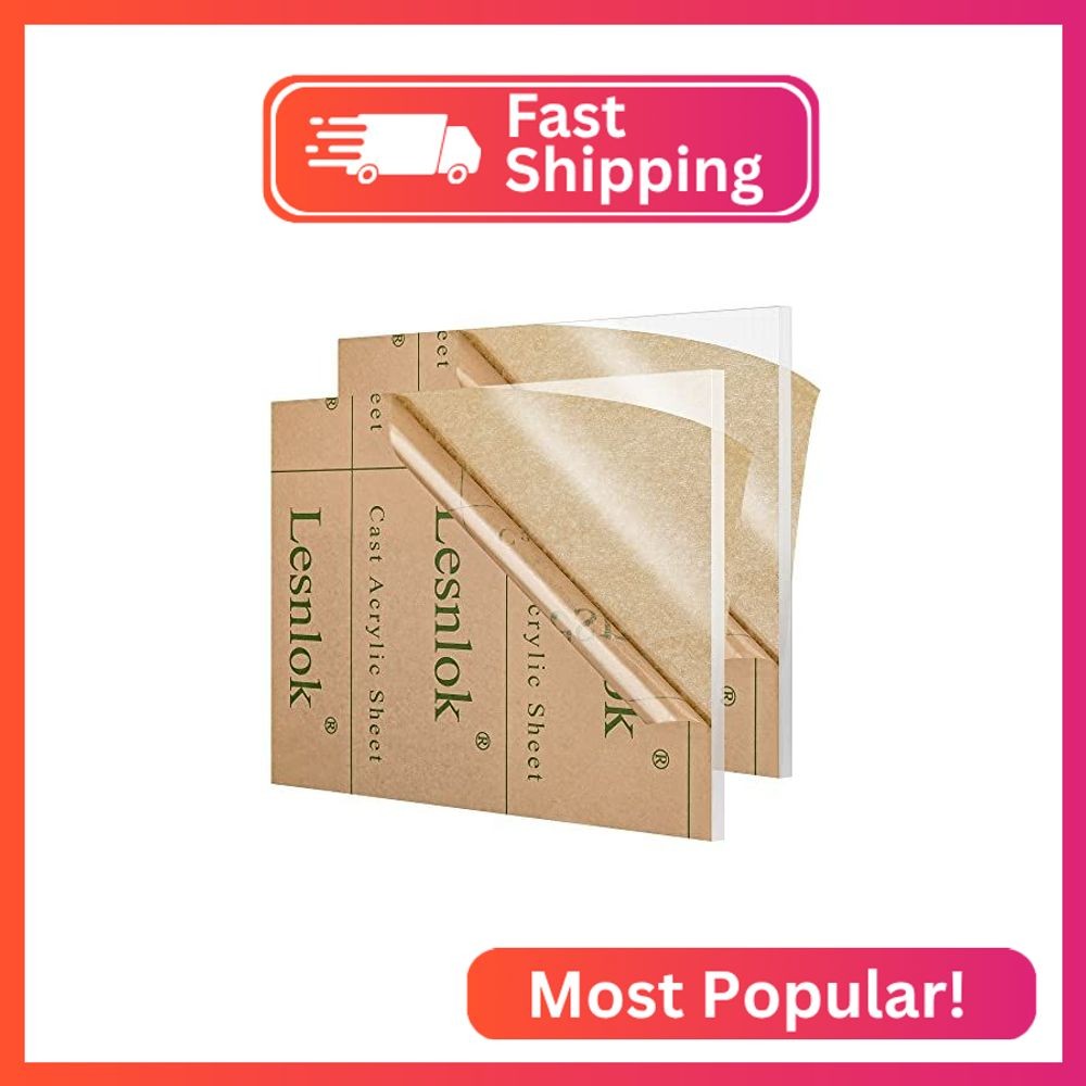 Lesnlok 5 x 7 Acrylic Sheet 1/4 inch Thick 6mm 2 Pieces Clear Plexiglass Sheet, Lesnlok 5 x 7 Acrylic Sheet 1/4 inch Thick 6mm 2 Pieces Clear Plexiglass Sheet,