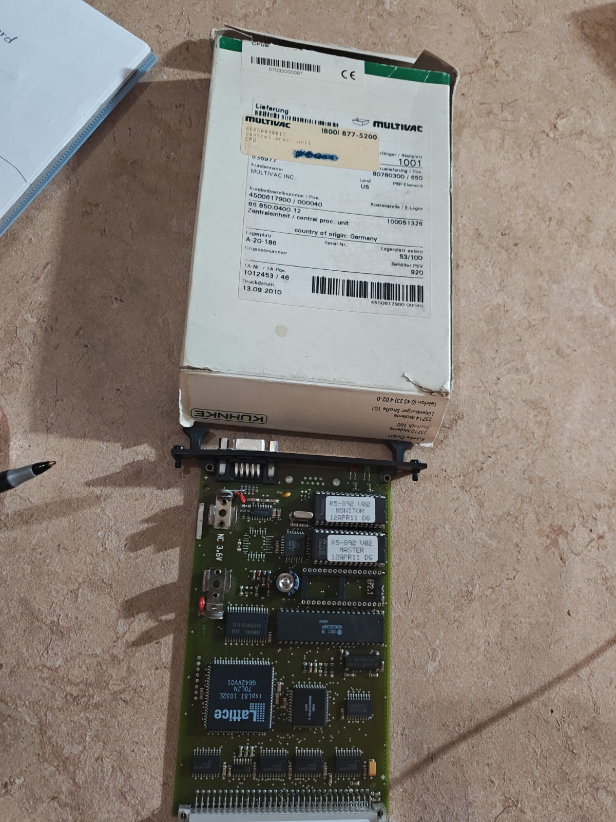 Multivac Brand New Never Used Central Prec. Unit 86.850.0400.12
