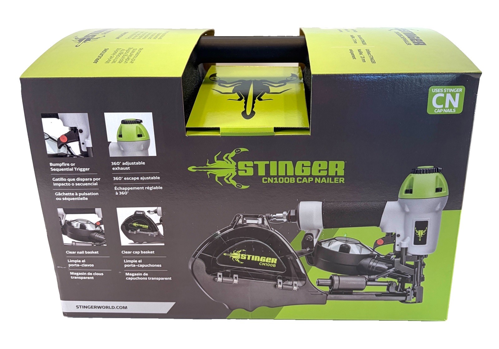 Stinger Pneumatic 1 in Cap Nailer With Hard Case Model CN100B