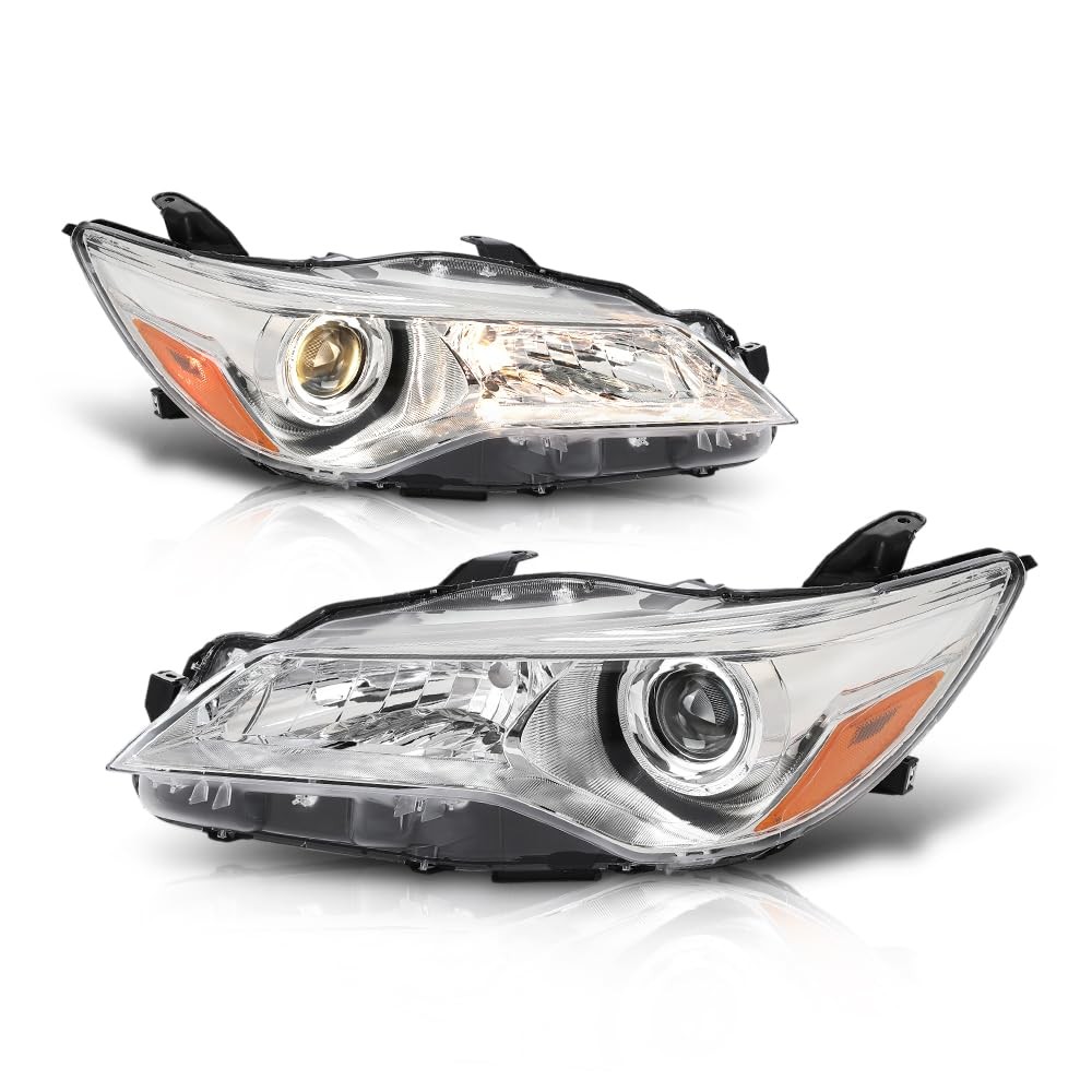 Front Headlight Assembly Pair, Clear Lens Chrome Housing Amber Front Headlight Assembly Pair, Clear Lens Chrome Housing Amber