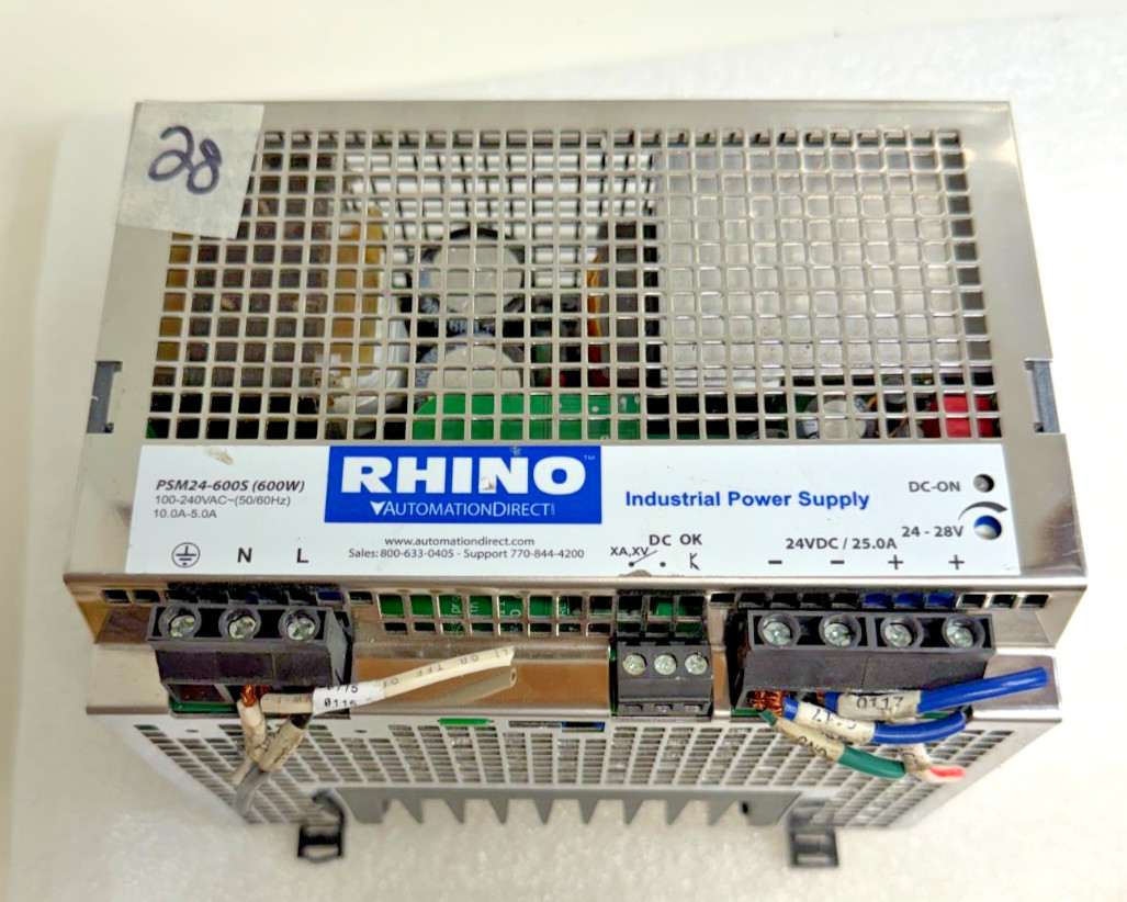 RHINO PSM24-600S 24V DC POWER SUPPLY 25A AUTOMATION DIRECT DIN RAIL