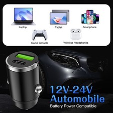 100W Fast Car Charger for iPhone Samsung Laptop, USB-C PD + USB-A QC picture