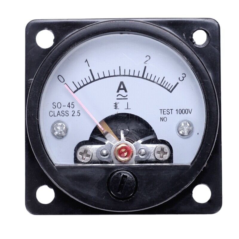 AC 0-3A Round Analog Panel Meter Current Measuring Ammeter Gauge Black P1Y3Y3