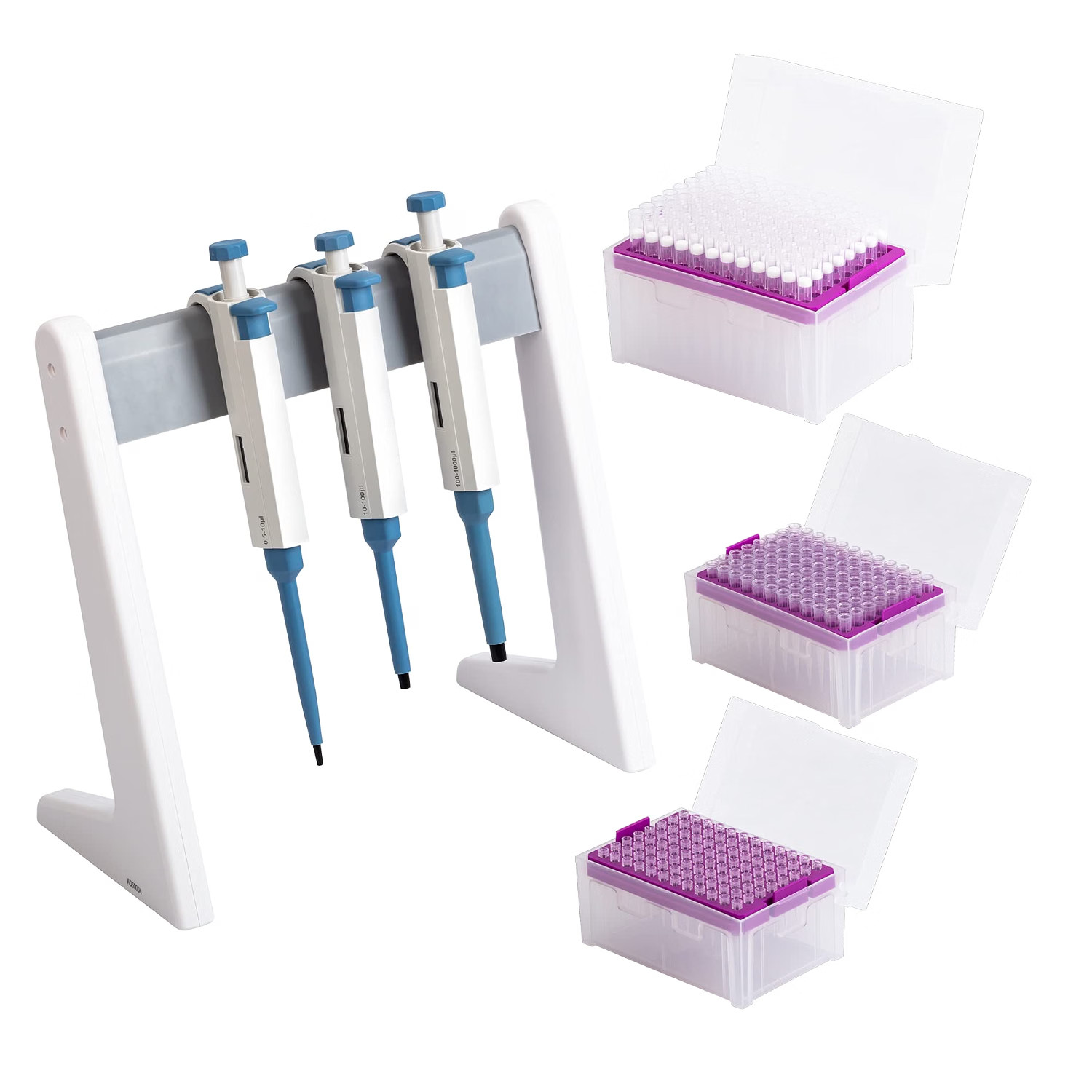 Micropipette Kit With Tips 0.5-10ul 10-100ul 100-1000ul 3 Racks Huwazine New Micropipette Kit With Tips 0.5-10ul 10-100ul 100-1000ul 3 Racks Huwazine New