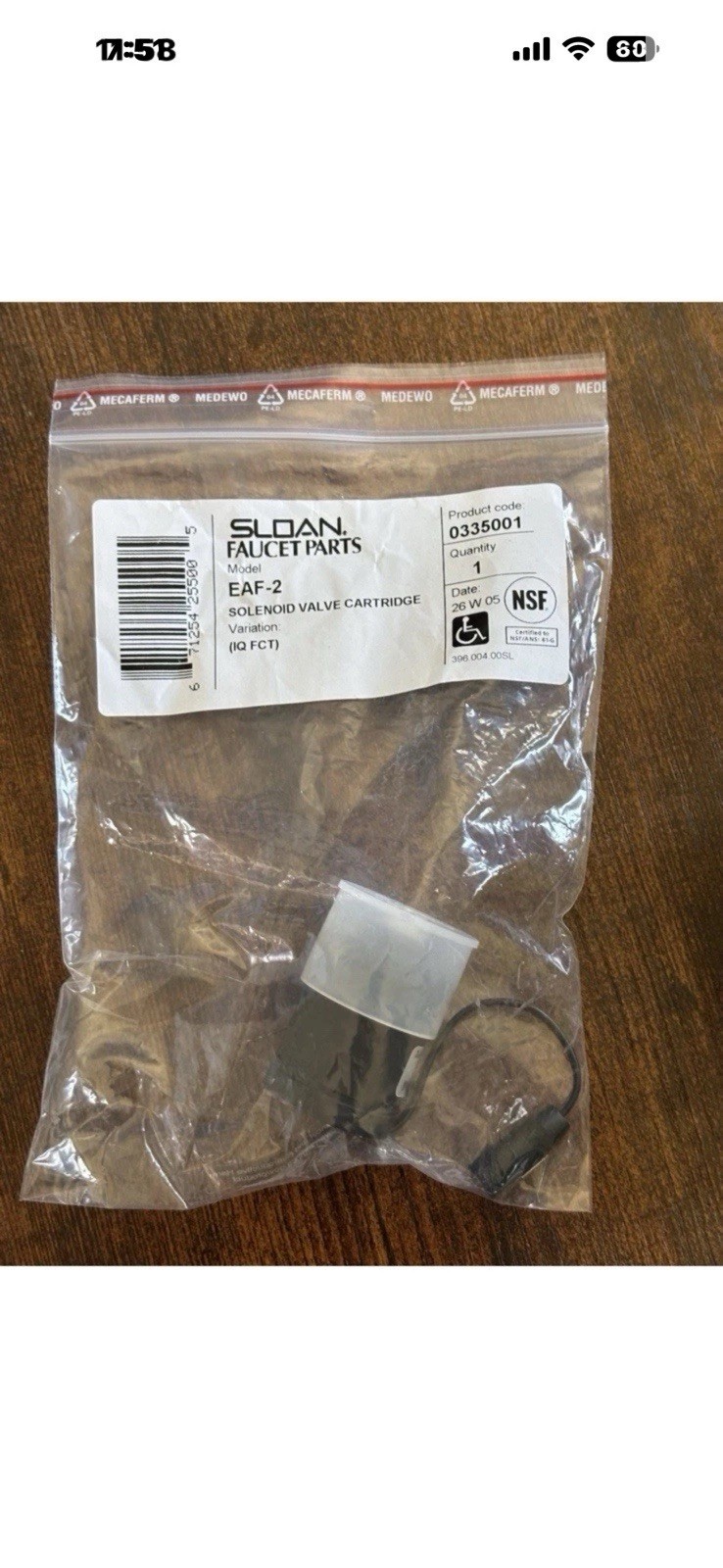 Sloan EAF-2 Solenoid Valve Cartridge - Black Sloan EAF-2 Solenoid Valve Cartridge - Black