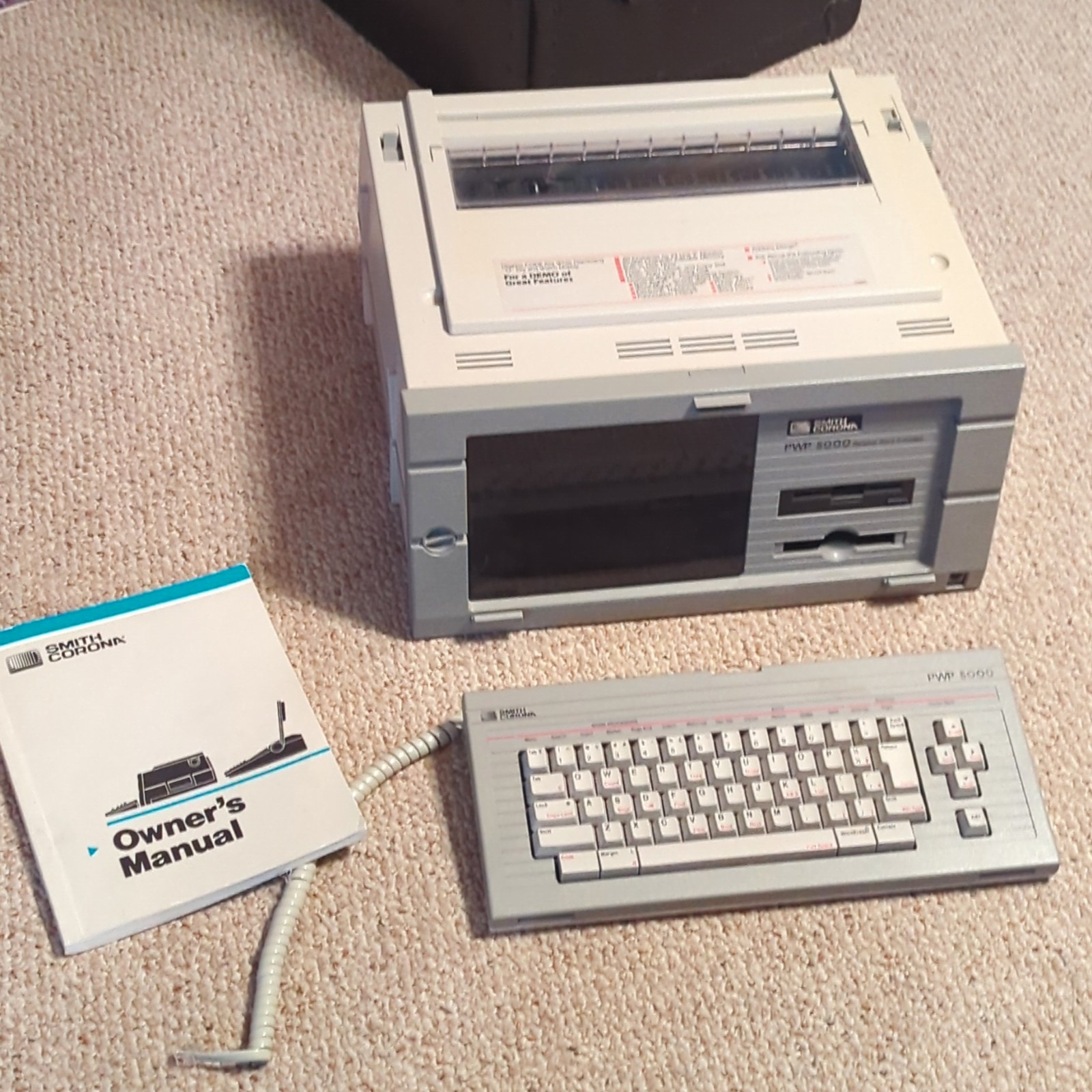 Smith Corona PWP 5000 Word Processor w/ Keyboard, Power Cord & Owner's Manual