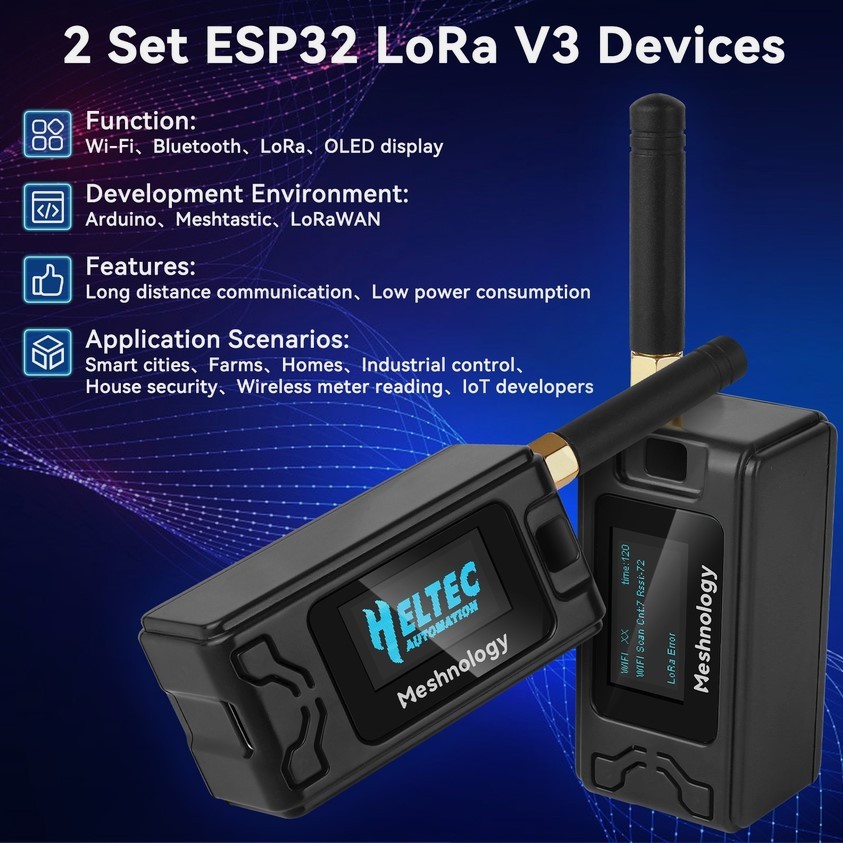 2 Set ESP32 LoRa V3 Development Board + 1100mAh Battery + Protect Case Set 2 Set ESP32 LoRa V3 Development Board + 1100mAh Battery + Protect Case Set