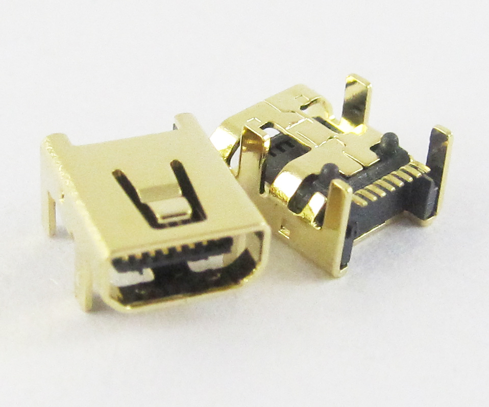 1000pcs Gold B Type Mini 8pin USB Female Jack SMT Socket Connector for Digital