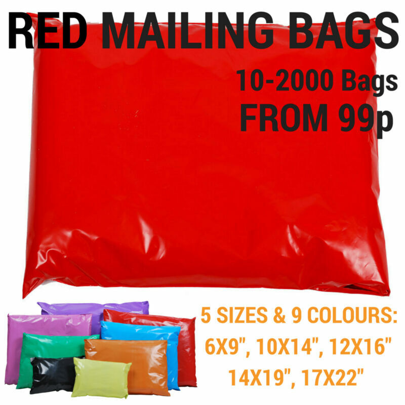 Coloured Mailing Bags Strong Polythene Postage Parcel Postal Seal Mixed All Size