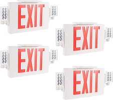 4 Pack LED Exit Sign Emergency Combo Light with Adjustable Two Head Battery UL picture