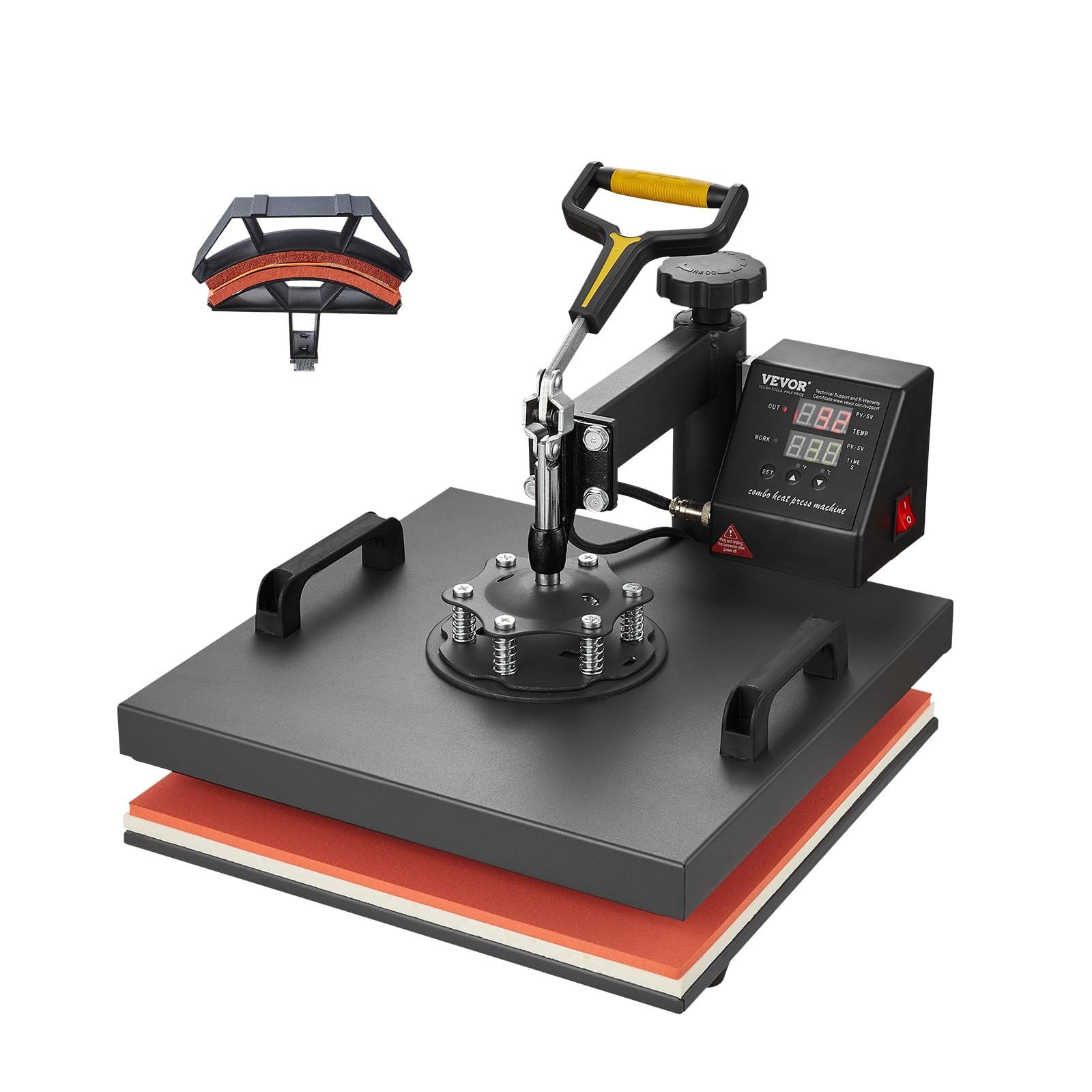 VEVOR 2 in 1 Heat Press Machine for T Shirts and Hats, 15x15 Inch Red+Black VEVOR 2 in 1 Heat Press Machine for T Shirts and Hats, 15x15 Inch Red+Black
