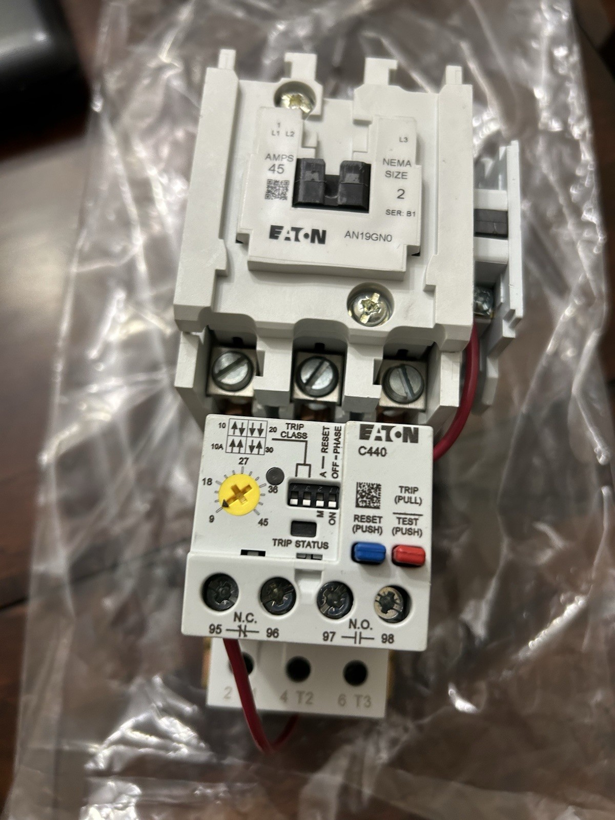 NEW Eaton AN19GNOA5E045 Size 2 Starter 9-45A Overload Relay , 120 VAC Coil , 1NO NEW Eaton AN19GNOA5E045 Size 2 Starter 9-45A Overload Relay , 120 VAC Coil , 1NO