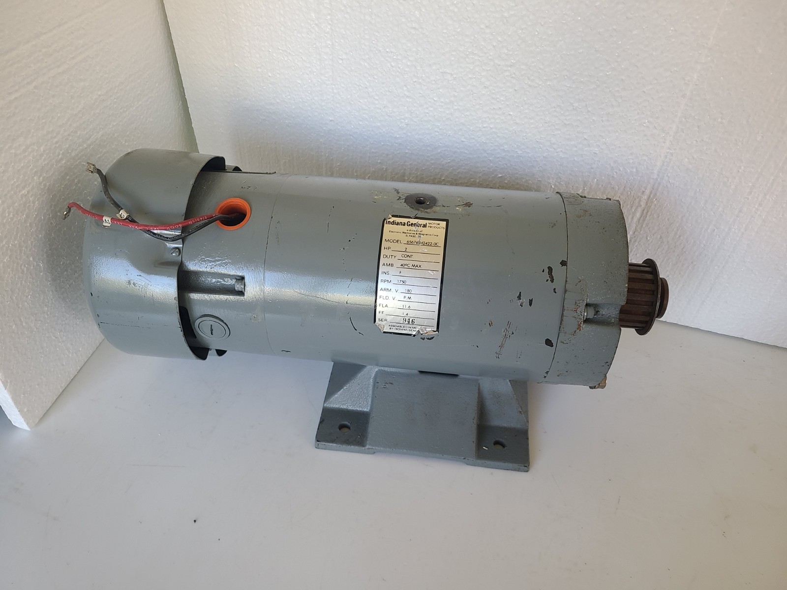 Indiana General 65676342422-0C, 180V, D.C. Motor 2HP