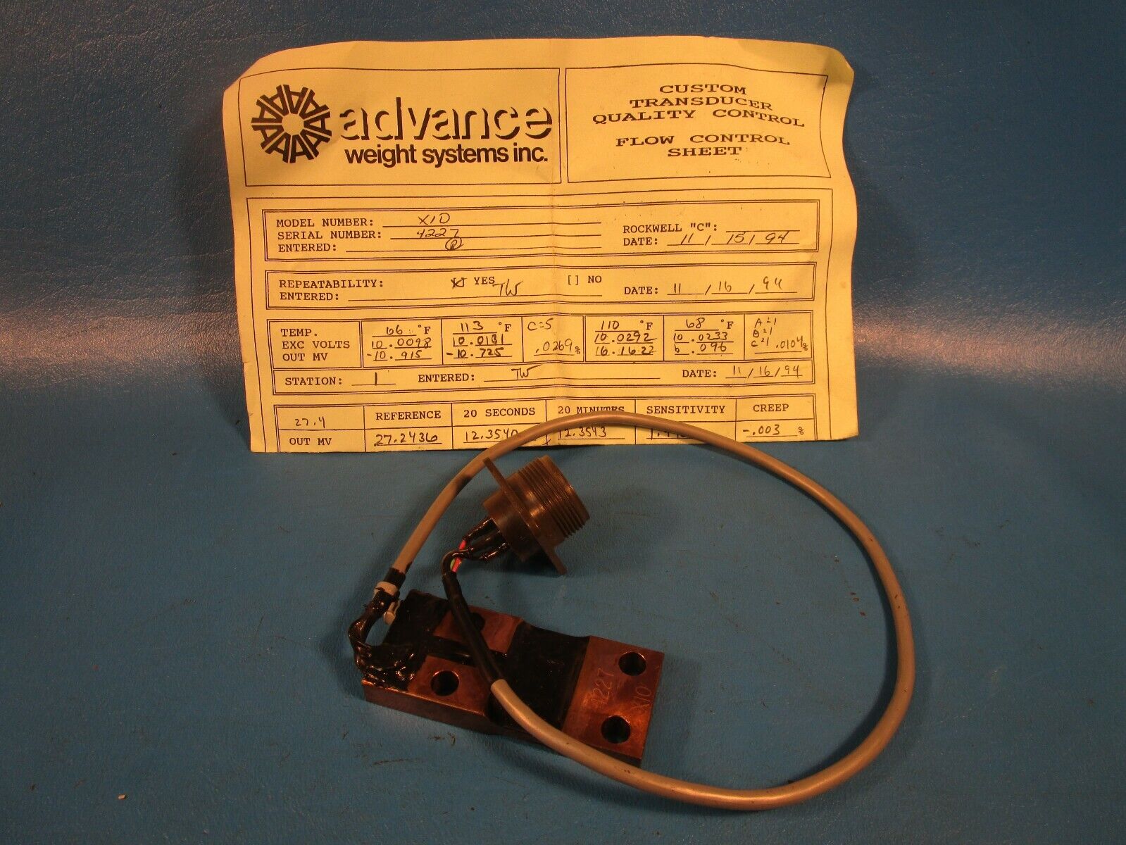 Advance Weight Systems X10 Transducer 