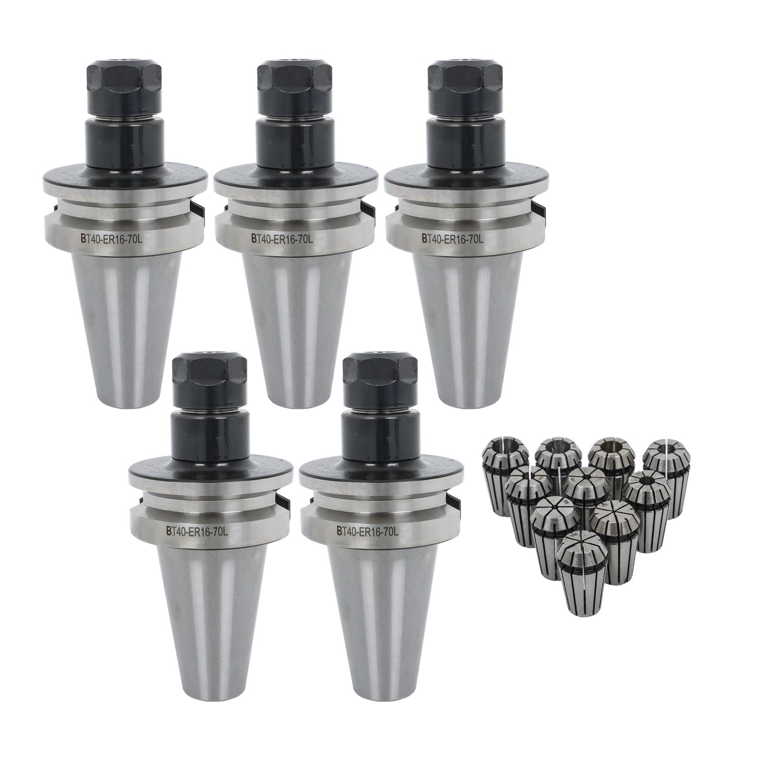 5PC BT40 ER16 PRECISION COLLET CHUCK 20000 RPM AND 10PC ER16 COLLETS NEW 5PC BT40 ER16 PRECISION COLLET CHUCK 20000 RPM AND 10PC ER16 COLLETS NEW