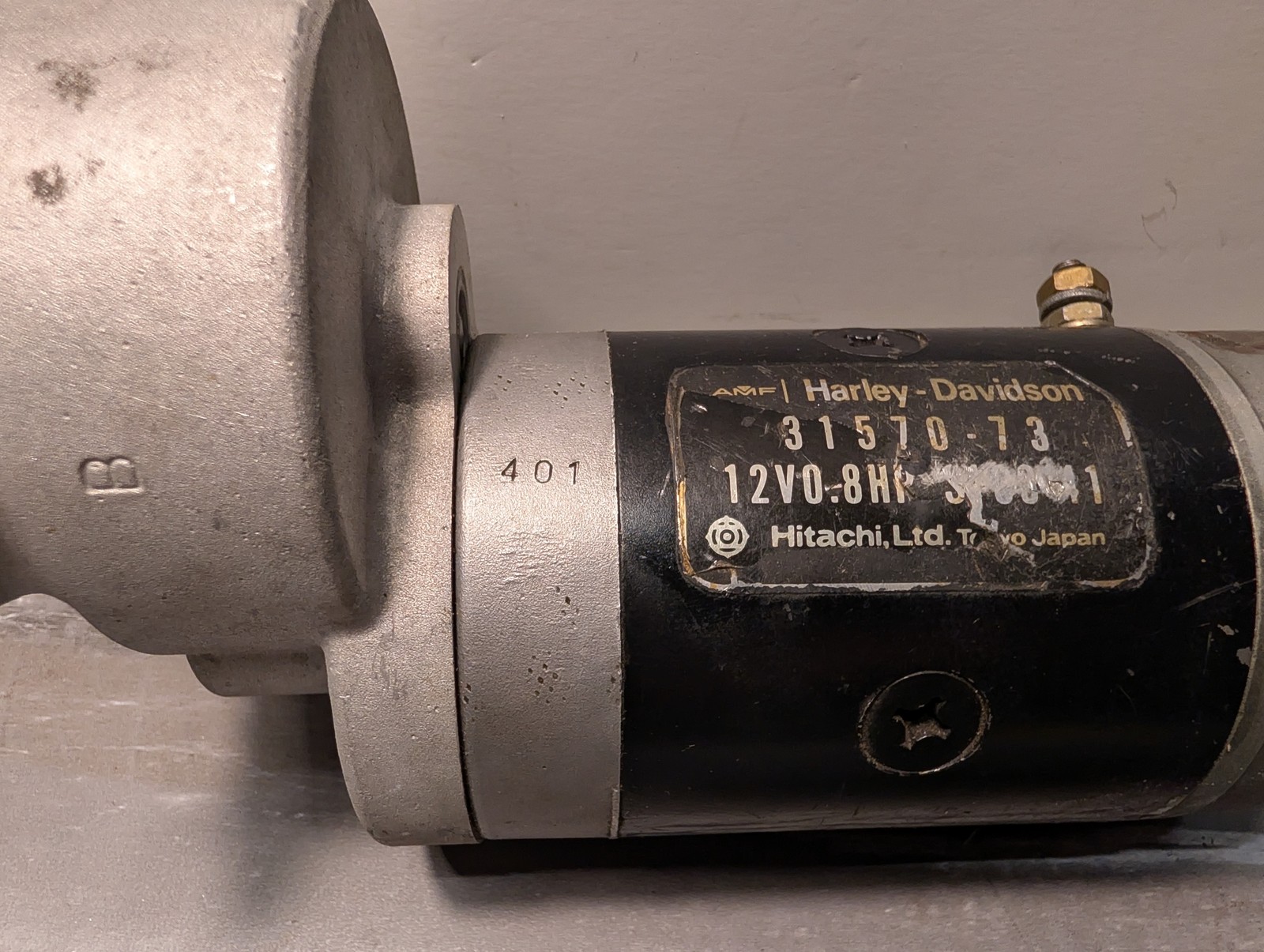Vintage Harley-Davidson Starter Motor 31570-73 12V Hitachi OEM w/ housing Works