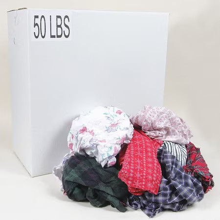 Zoro Select G303050pc Cotton/Polyester Cloth Rags, 50 Lb Box, Sizes Vary,, Zoro Select G303050pc Cotton/Polyester Cloth Rags, 50 Lb Box, Sizes Vary,,