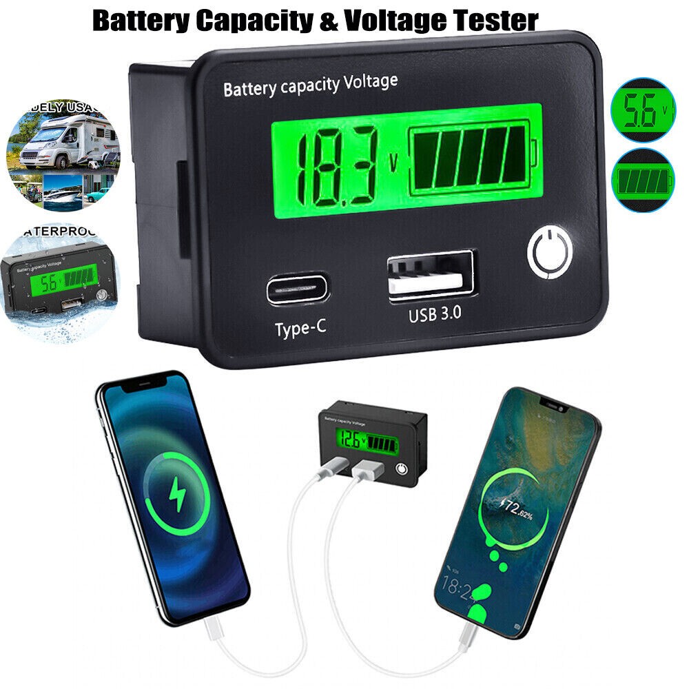 Battery Capacity Voltmeter Tester Lithium Voltage Meter Test Tool Gauge Monitor