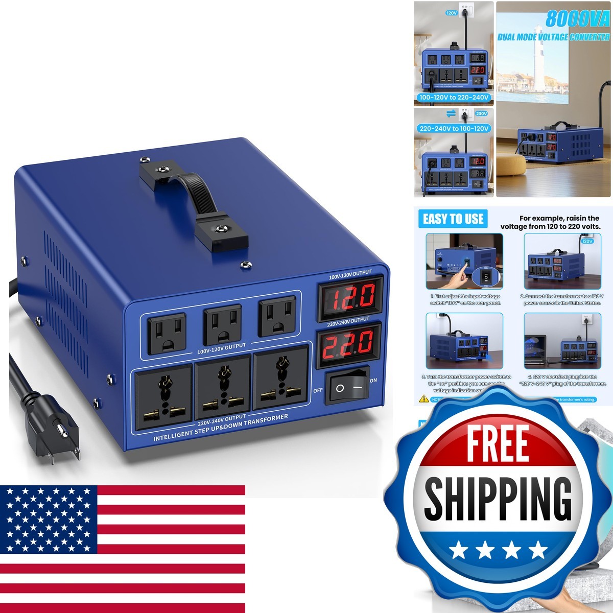 CELYYPU 8000 Watt Voltage Conversion Transformer Heavy-Duty Step-up/Step-Down CELYYPU 8000 Watt Voltage Conversion Transformer Heavy-Duty Step-up/Step-Down