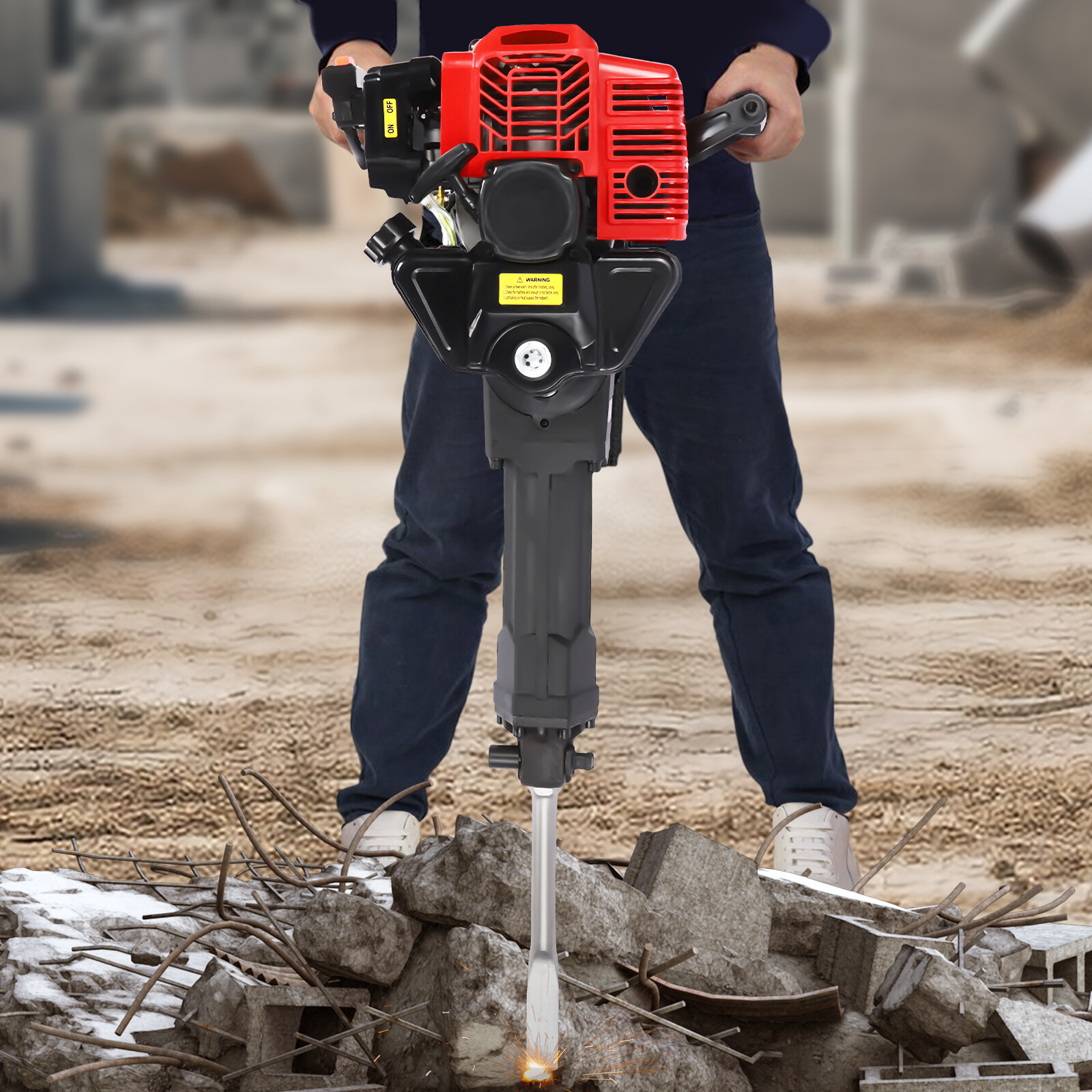 55J Gasoline Powered Demolition Jack Hammer Concrete Breaker w/ 2 Chisel Bits 55J Gasoline Powered Demolition Jack Hammer Concrete Breaker w/ 2 Chisel Bits