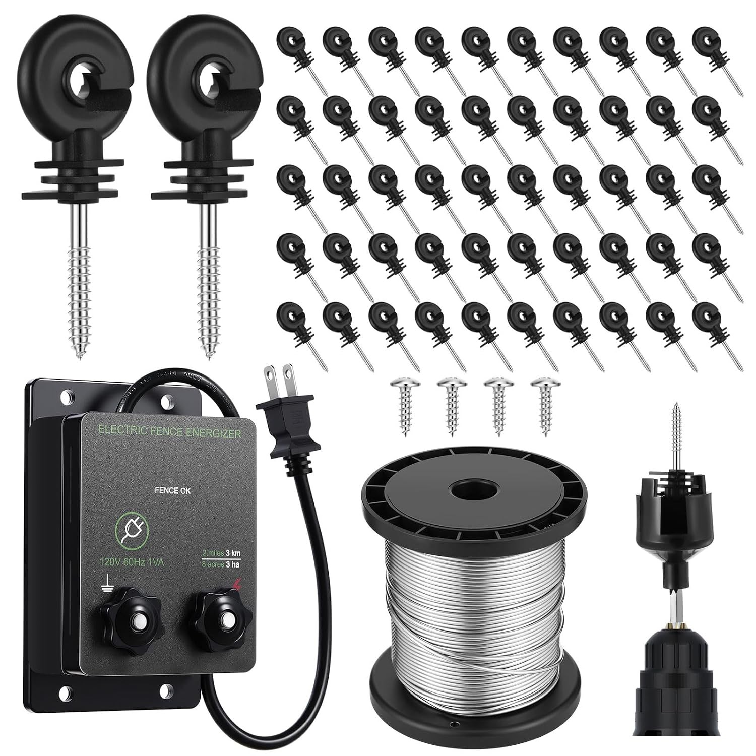 2-Mile 5000V 0.1Joule Electric Fence for Preventing Animals Intruding, 50 Bla... 2-Mile 5000V 0.1Joule Electric Fence for Preventing Animals Intruding, 50 Bla...