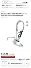 T&S Brass 5MPH-8WLN-08 Wall Mount Pre-Rinse Unit 8 in Centers 1.15 GPM picture