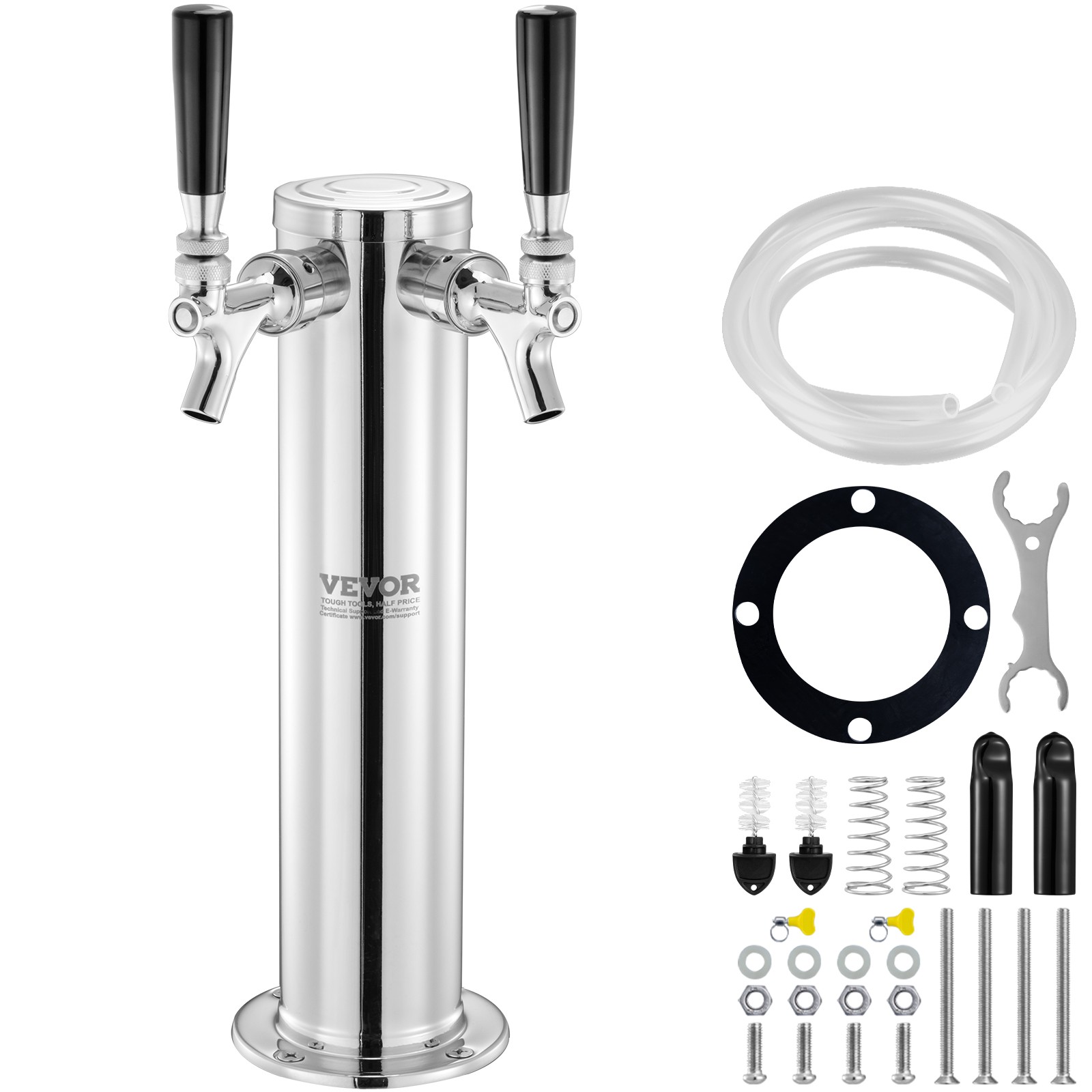 VEVOR Double Taps Draft Beer Tower Dispenser Stainless Steel Keg Beer Tower VEVOR Double Taps Draft Beer Tower Dispenser Stainless Steel Keg Beer Tower