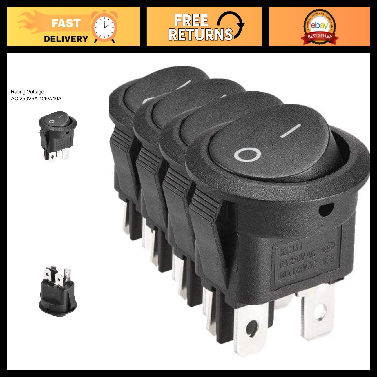 DPST Boat Rocker Switch 4-Pin Toggle ON/OFF for Marine Use - 2pcs Pack DPST Boat Rocker Switch 4-Pin Toggle ON/OFF for Marine Use - 2pcs Pack