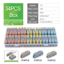 Boxed 34PCS Lever Quick Home Wire Connectors Terminals Conductor Spliceable Butt picture