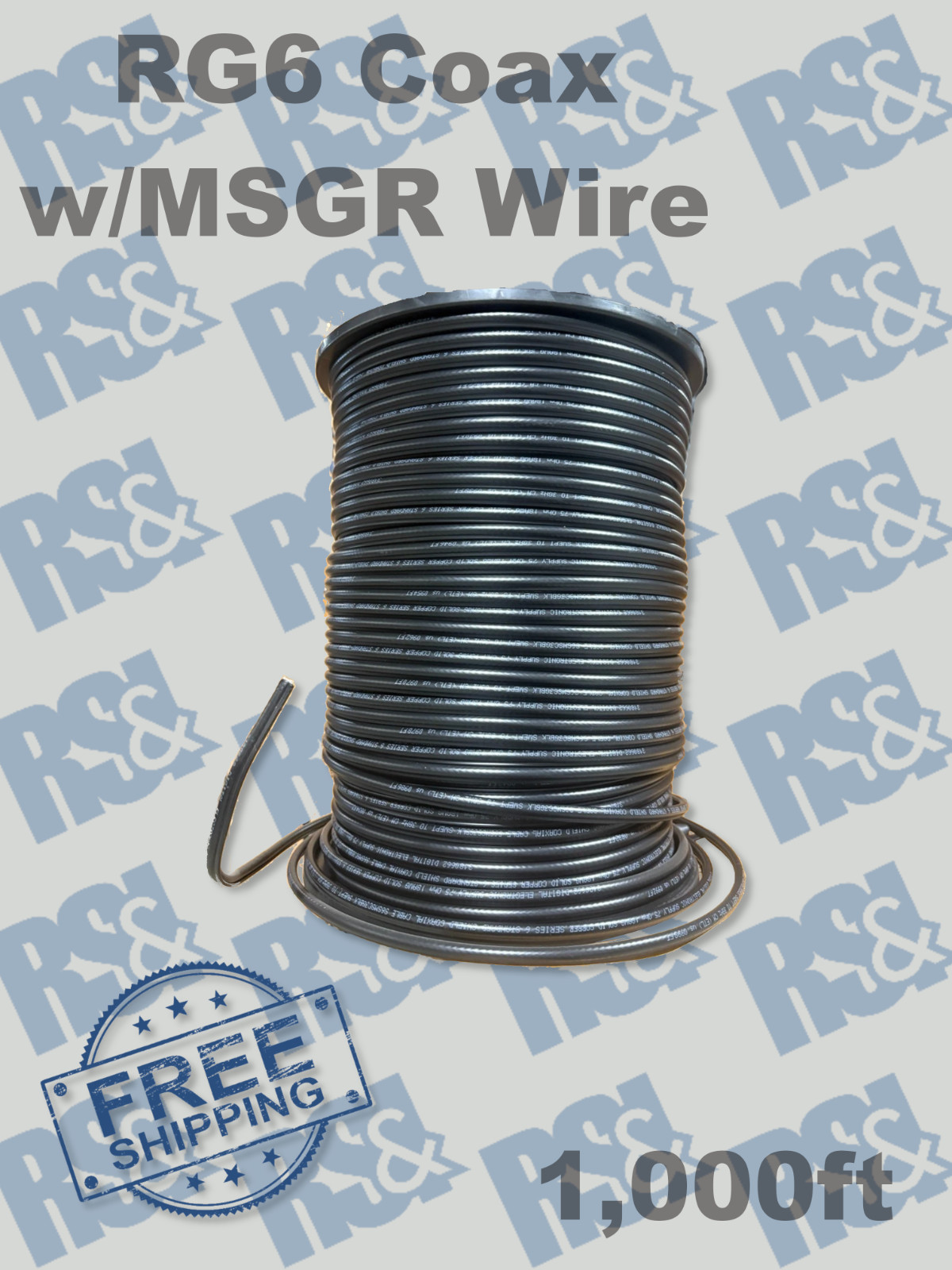 1000ft RG6 Quad Shield Coaxial Cable 75 Ohm Solid Copper 18AWG Black DES Bulk Sp 1000ft RG6 Quad Shield Coaxial Cable 75 Ohm Solid Copper 18AWG Black DES Bulk Sp