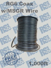 1000ft RG6 Dual Shield Coaxial Cable 75 Ohm Solid Copper 18AWG Black DES picture