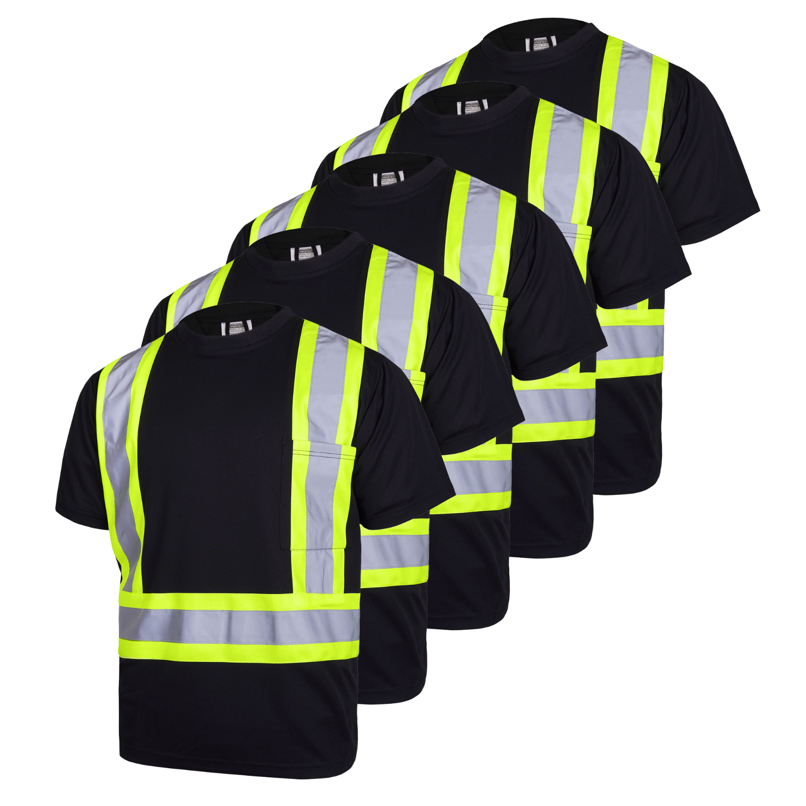 5 pack Hi Vis Black Shirt Reflective Safety Short Sleeve HIGH VISIBILITY 5 pack Hi Vis Black Shirt Reflective Safety Short Sleeve HIGH VISIBILITY
