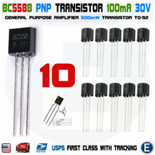 10 x BC558B BC558 Silicon PNP Transistors 30V 100mA 500mW Amplifier TO-92 Case picture
