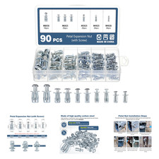 90pcs Jack Nuts Petal Nuts M4 M5 M6 M8 Expansion Screws Fixings for Thin picture