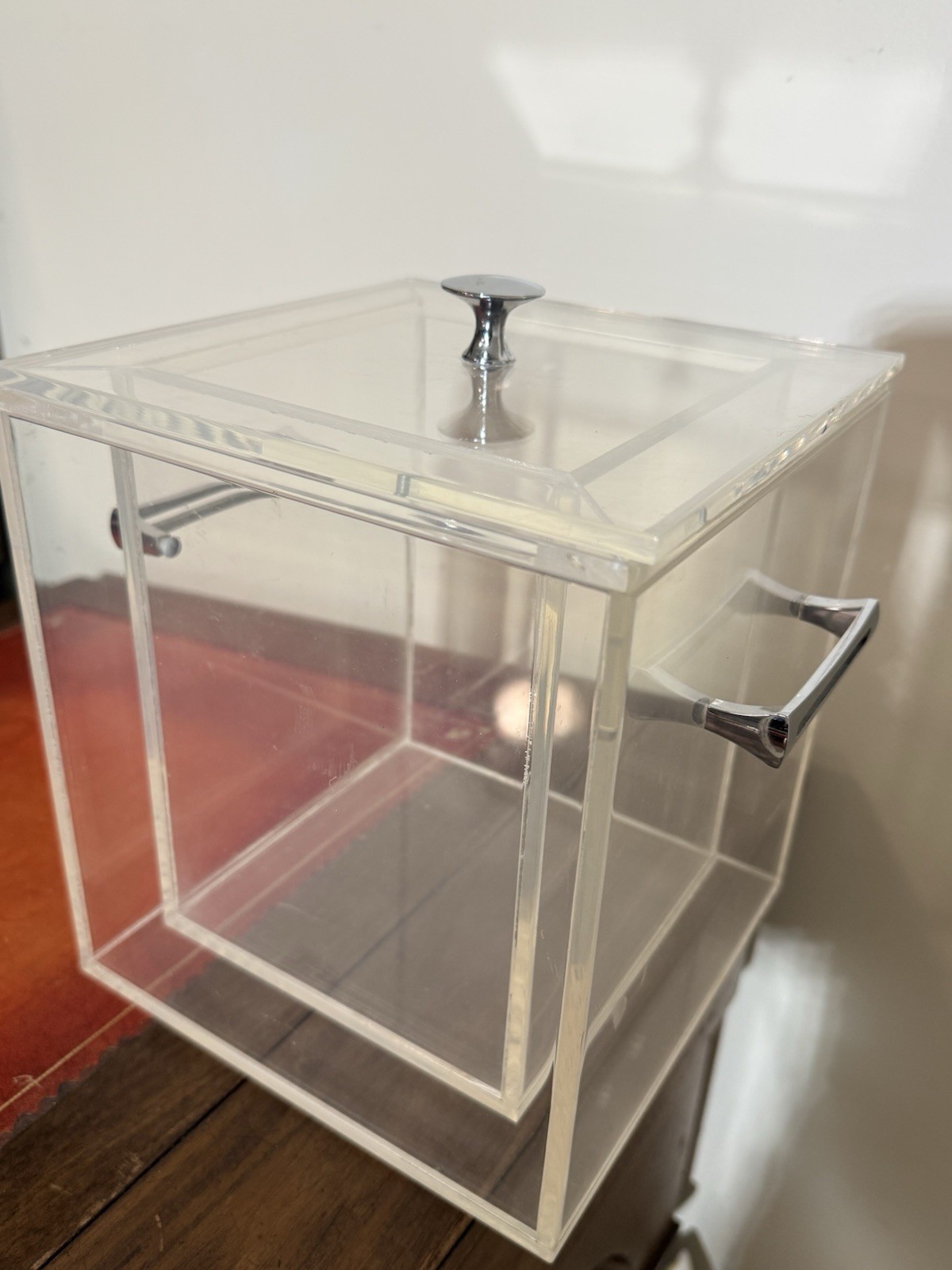 Vintage Lucite Ice Bucket – Double Walled Acrylic with Lid & Chrome Handles Vintage Lucite Ice Bucket – Double Walled Acrylic with Lid & Chrome Handles
