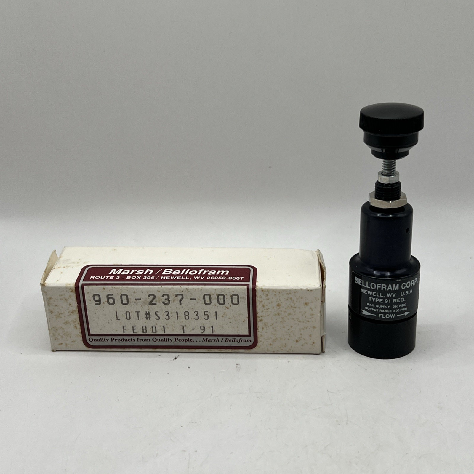 Marsh Bellofram 960-237-000 Type 91 Pressure Regulator 0-30 PSI 250 PSI Max Marsh Bellofram 960-237-000 Type 91 Pressure Regulator 0-30 PSI 250 PSI Max