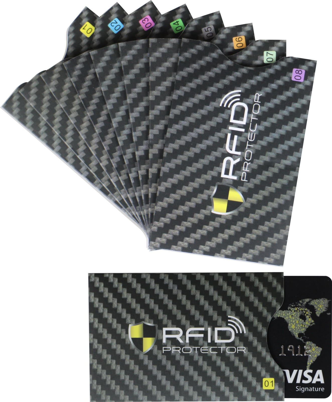 Set of 8 RFID Blocking Sleeves 8 Credit Card Protector Holders Identity Theft Pr Set of 8 RFID Blocking Sleeves 8 Credit Card Protector Holders Identity Theft Pr