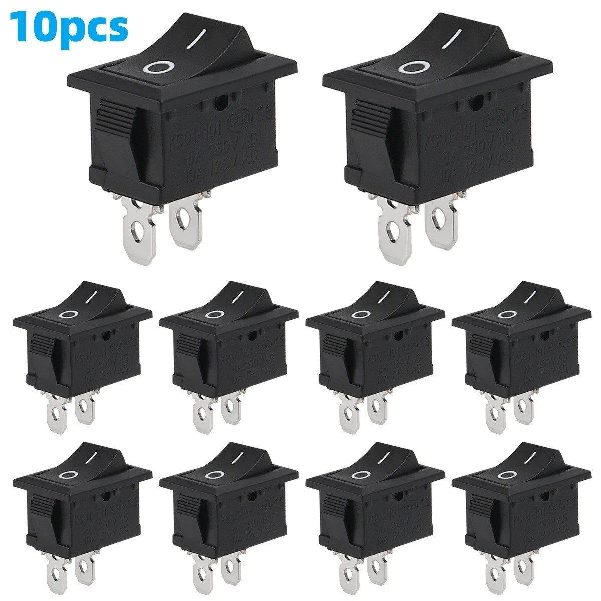 10Pcs Snap-In Rocker Switch ON/OFF 2 Pin SPST 125V 250V Car Boat 10Pcs Snap-In Rocker Switch ON/OFF 2 Pin SPST 125V 250V Car Boat