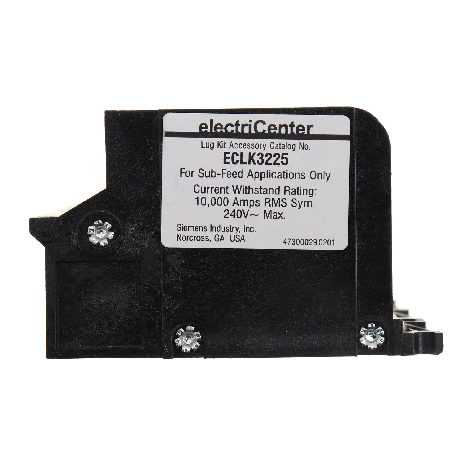 SIEMENS ECLK3225 PLUG-ON SUB FEED LUG KIT, 3-POLE, 240V, 225A