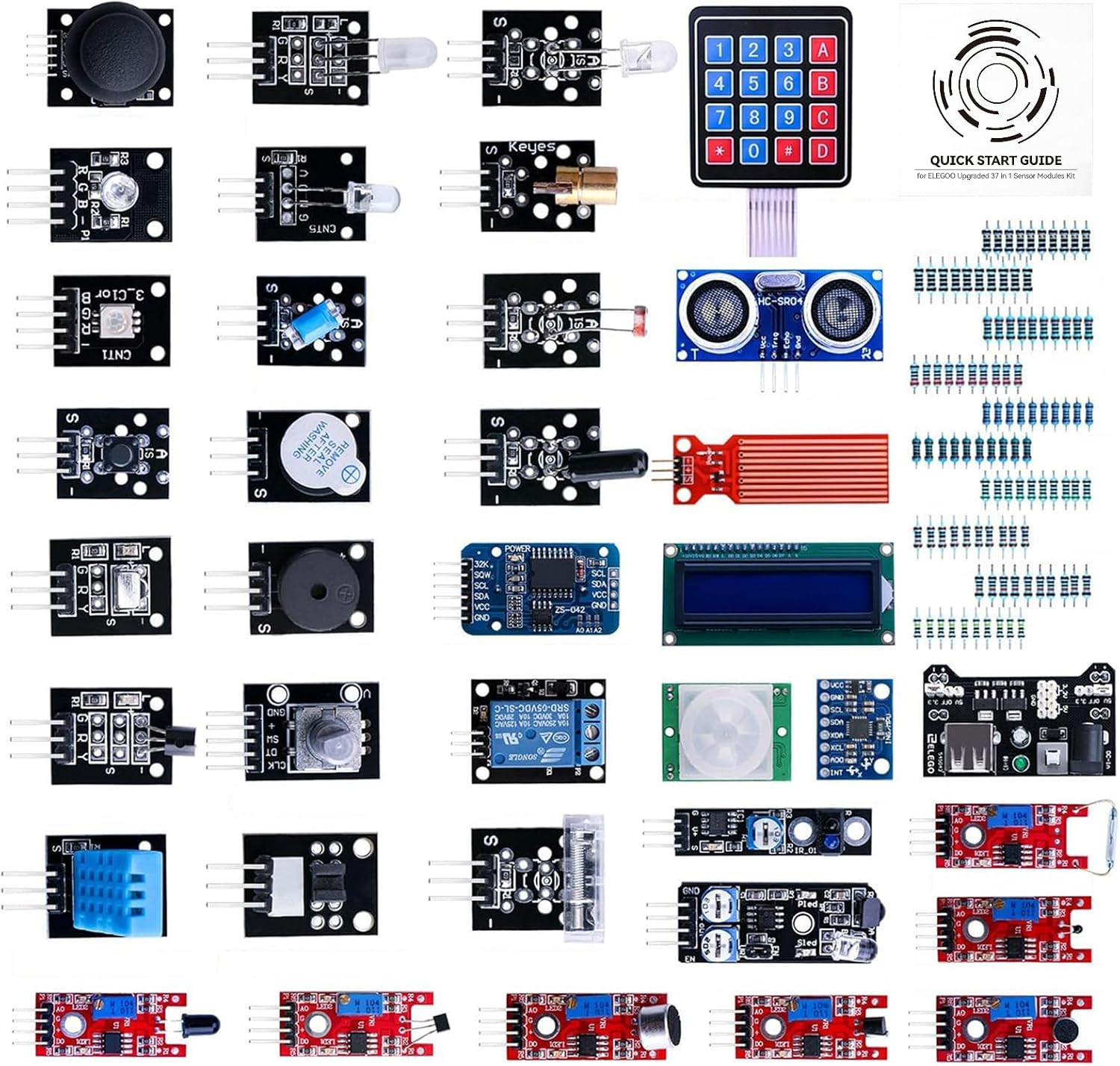ELEGOO 37-In-1 Sensor Modules Kit with Tutorial Compatible with Arduino ELEGOO 37-In-1 Sensor Modules Kit with Tutorial Compatible with Arduino