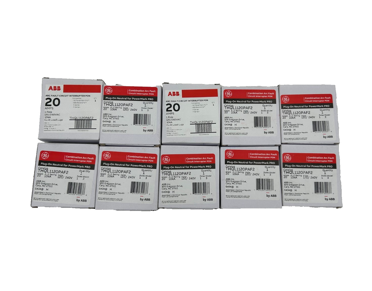 New GE THQL1120PAF2 Arc Fault Circuit Breaker AFCI 20A 1-Pole 120/240V-Lot of 10