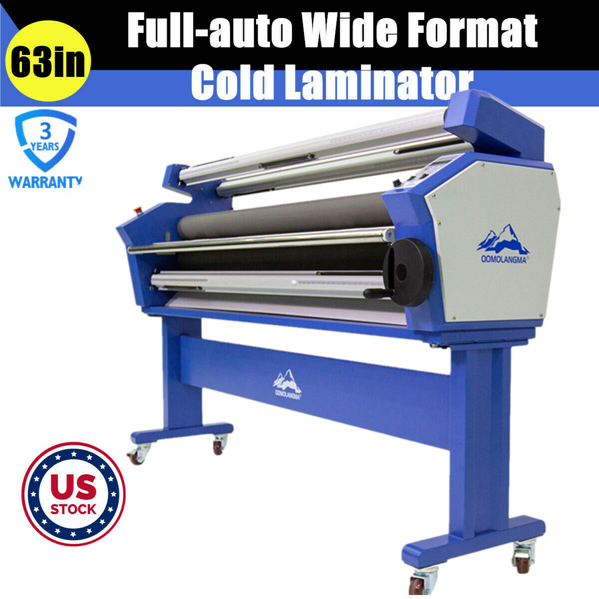 US Stock QOMOLANGMA 63in Full-auto Wide Format Cold Laminator with Heat Assisted