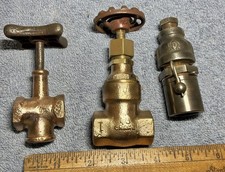 2-vintage ~BRASS FAUCETS~ antique GAS Service STATION old pump Garage STEAMPUNK picture
